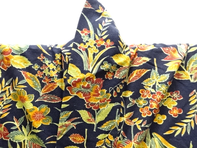  草花模様上代紬着物